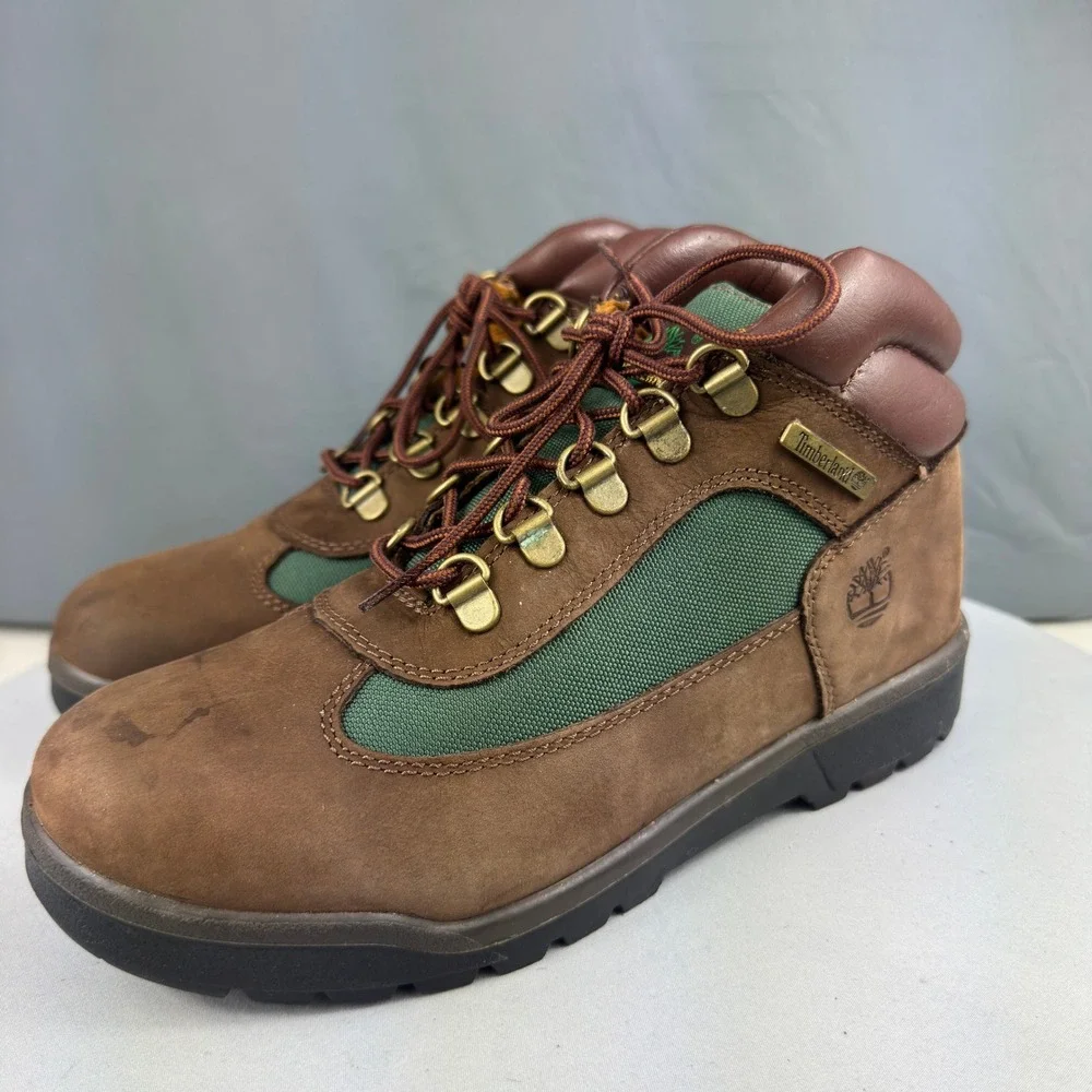 Timberland Field Boot Junior Big Kids Size 5.5 Brown Green Beef Broccoli 16937